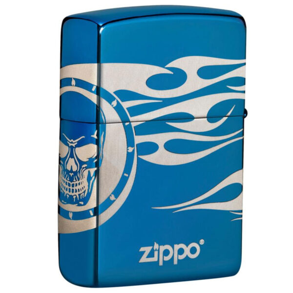 ZIPPO Sapphire 8 sides "Skull Flames" 600049-0