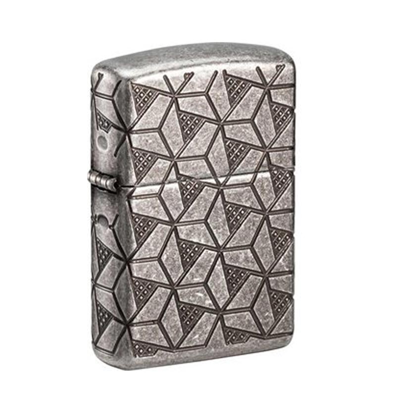ZIPPO-Armor-Case-Silver-Plate-Geometric-Pattern-60006120 ZIPPO Armor Case Silver Plate Geometric Pattern 60006120 - Image 1