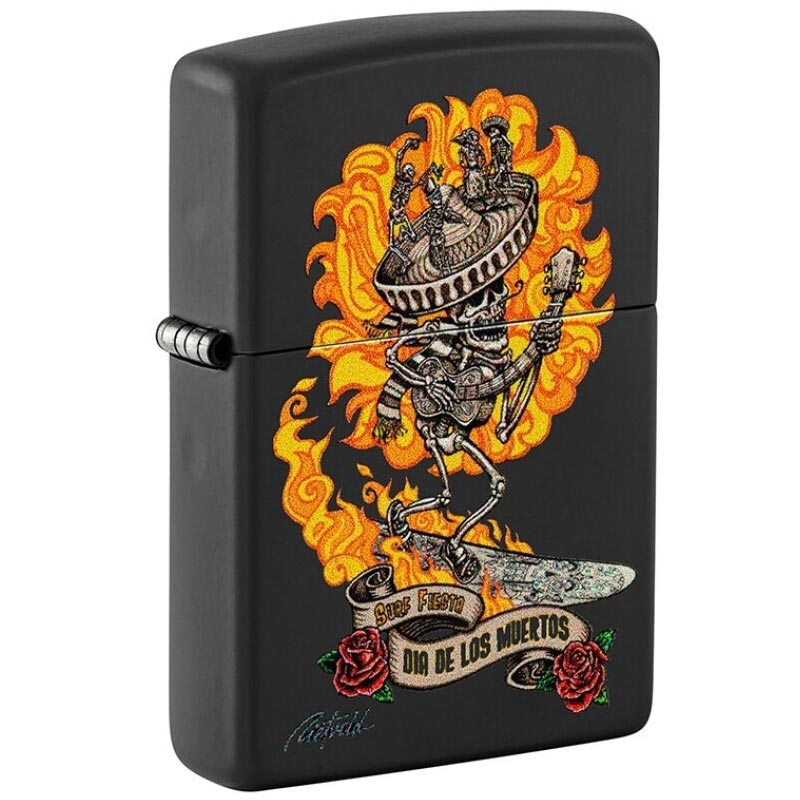 ZIPPO-218-SKULL-RICK-RIETVELD-BLACK-MAT ZIPPO 218 Skull Rick Rietveld Black Mat - Image 1