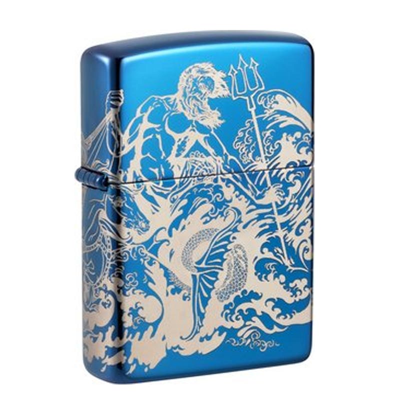 zippo-Atlantis-Desing-60006844 ZIPPO High Polished Blue Atlantis Desing 60006844 - Image 1