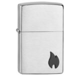 ZIPPO 218 Cromado Satin Emblema Negro