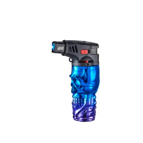 CHAMP Anodized Skull Blue Jetflame Lighter