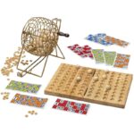 Bingo de madeira com acessórios
