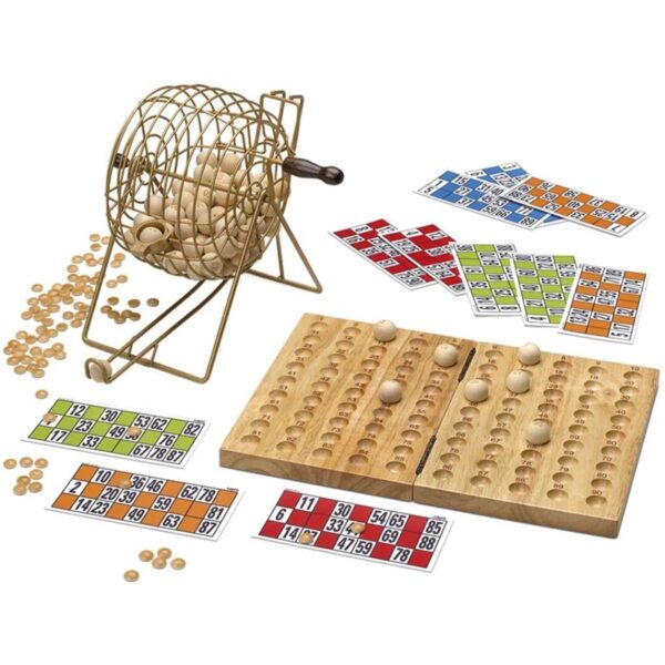 Bingo de madeira com acessórios