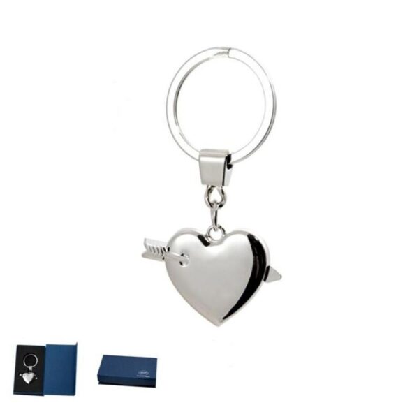 Porta chaves Metal Coração com Seta Cromado