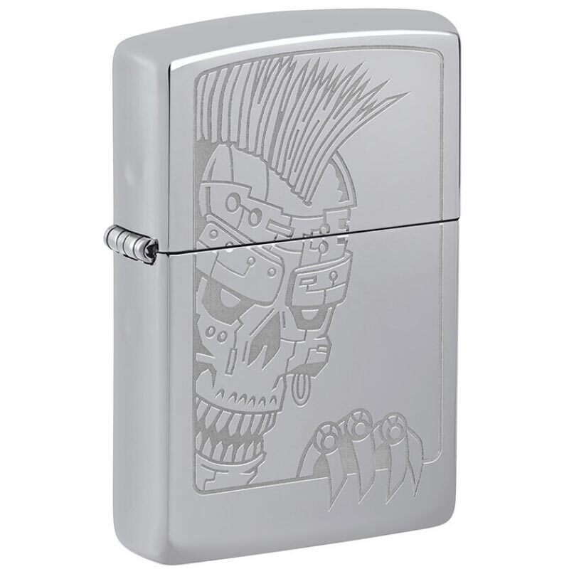 ZIPPO-250-CROMADO-PULIDO-SKULL-PUNK-600 ZIPPO Cromado Pulido SKULL PUNK 600 - Image 1