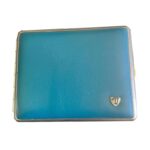 Cigarreira vH Couro Macio Azul Moldura Banhada a Prata