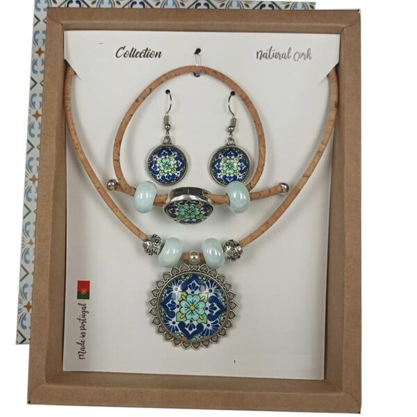 Colar Brincos Pulseira Cortiça