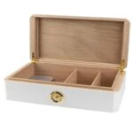 Humidor Lacado Branco Piano Couro - Image 2