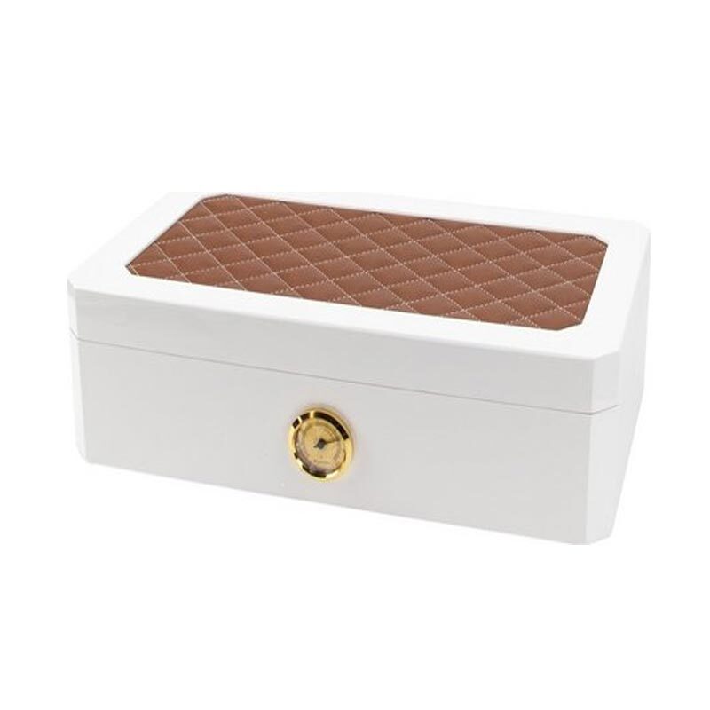 fechado-humidor-lacado-branco-piano Humidor Lacado Branco Piano Couro - Image 1
