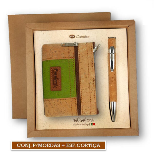 SET Porta Moedas e Esferográfica Cortiça