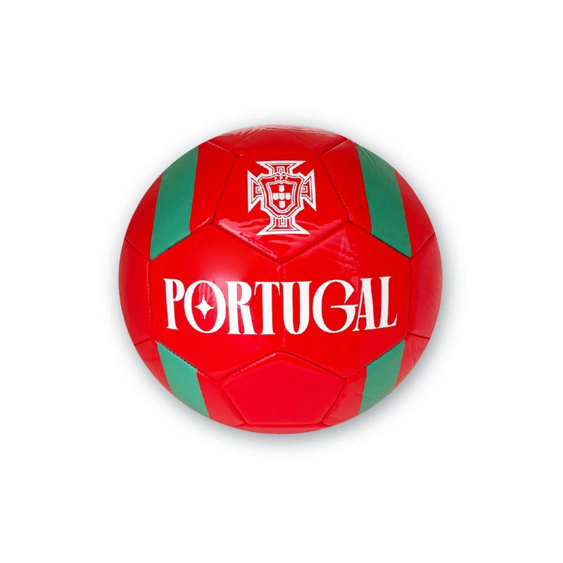 FPF-Bola-de-Futebol-Vermelha-Riscas-Verdes FPF Bola de Futebol Vermelha Riscas Verdes - Image 1