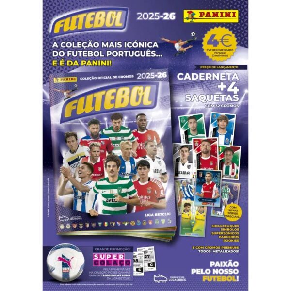 Panini CADERNETA + CROMOS FUTEBOL 25-26 4 Saquetas