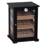 Armário humidificador Preto Mate porta de vidro 120x