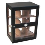 Armário humidificador Preto Mate porta de vidro 150x