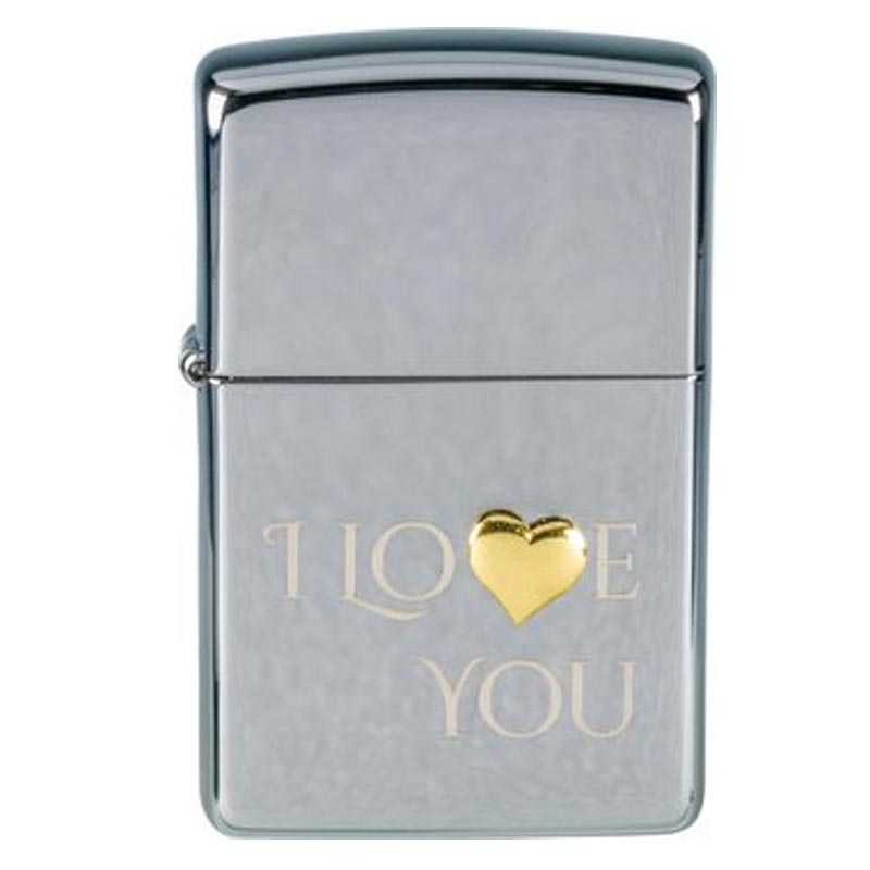 high-polished-chrome-emblem-ILOVE-YOU Zippo High Polished I LOVE YOU - Image 1